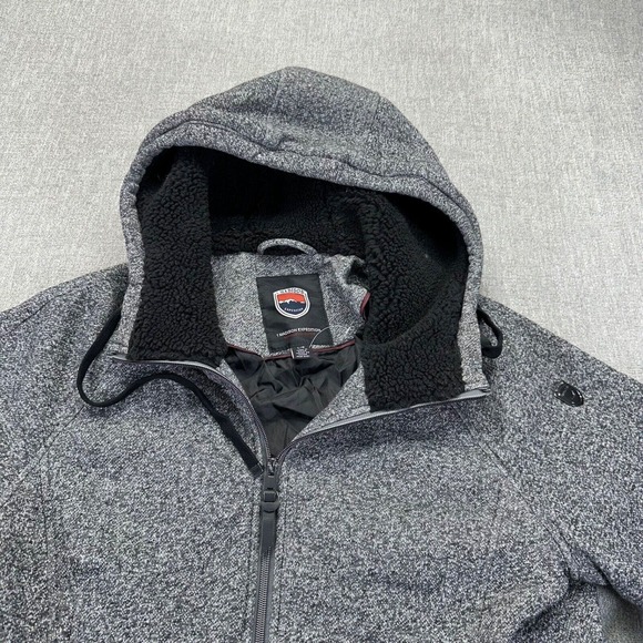 1 Madison Expedition Hoodie Womens Large Gray Heather Sherpa Hood Full Zip - Picture 2 of 8